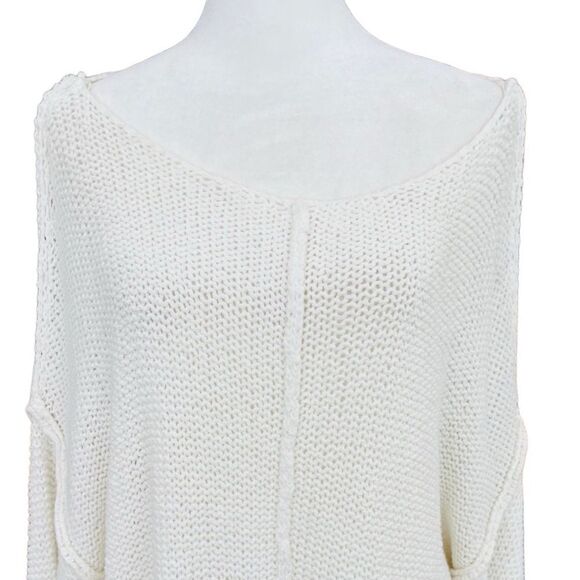 Aerie white cotton blend loose knit drop shoulder sweater size M. - Picture 2 of 6